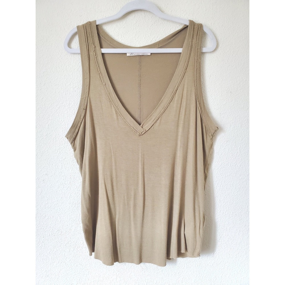 Free People Tan V-Neck Raw Edge Easy Tank Top OB1194459 Medium Stretch - Picture 10 of 10